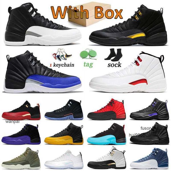 

2023 designer jumpman 12 basketball shoes playoffs hyper royal royalty university gold twist flu game women sports sneakers 12s utility grin, Black