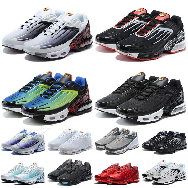 

with box designer tuned tn plus 3 womens mens running shoes fashion tn3 trainers bred grey mesh black red white sports sneakers laser blue t