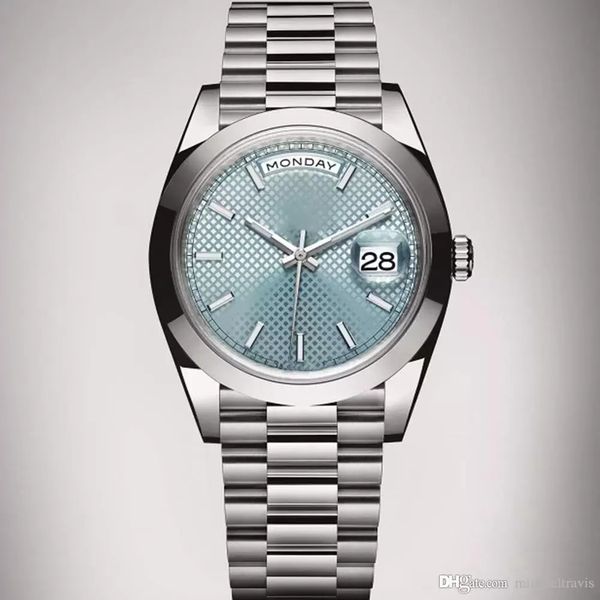 

mens watch automatic ice blue face stainless steel watch men mechanics male wristwatches, Slivery;brown