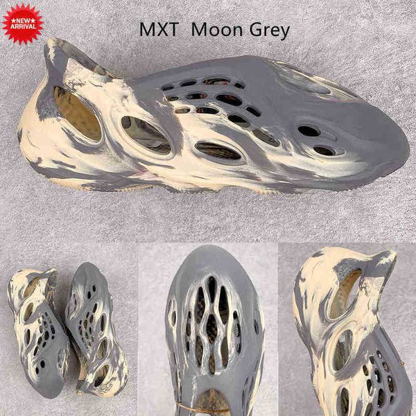 

designer slipper yeesys slides kanyes foam fashion est men women slippers mxt moon gray cream clay mineral blue flat beach sandals resin, Black