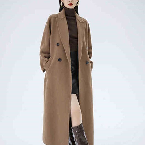 

max womens jacket designer woolen coat mara light luxury high-end coats women double-sided thick windbreaker, Black