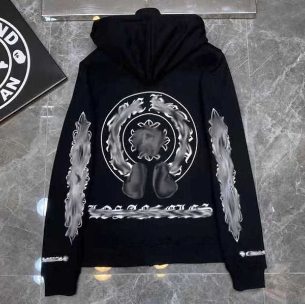 

fashion luxury men's jackets sweatshirts designer classic hoodies zipper hooded sweater cross pullover sanskrit hoodie casual men women, Black;brown