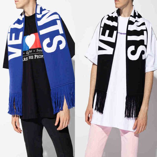 

vetements men women letter jacquard scarf tee, White;black