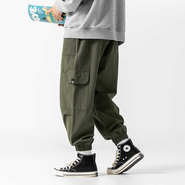 

men's overalls autumn new loose design patch bag leggings casual pants, Black