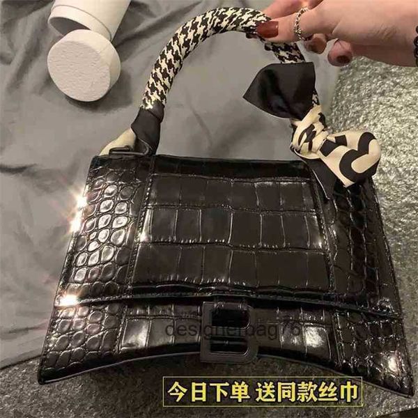 

2022 designer designer bags luxury handbags balenciga b home hourglass crocodile leather women's high version mini minority light jr4g