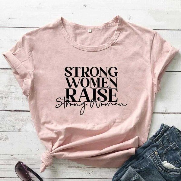 

strong women raise t-shirts feminist tees equality shirts fashion casual, White