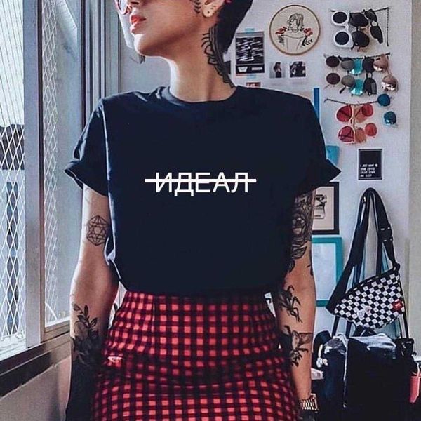 

russian inscription women t-shirt summer clothes letter print shirt lady, White