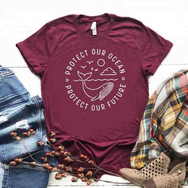 

protect our ocean future t shirts women womens t-shirt hipster funny lady yong, White