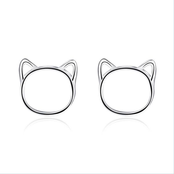 

stud stud korean simple hollowed out cat earrings sweet cute girl sier color accessories creative womens party jewelry drop delivery dhbg9, Golden;silver