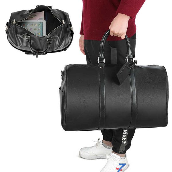 

custom waterproof black leather men weekender overnight duffel bag travel bags