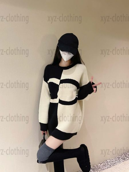 

oversize brand designer young lady sweatshirts high end sweater newly womens long-sleeved knitted pullover, White;black