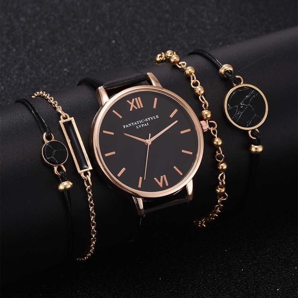 

watches set women 5pcs woman quartz wristwatch leather ladies bracelet luxury casual relogio femenino gift for girlfriend q69b, Slivery;brown