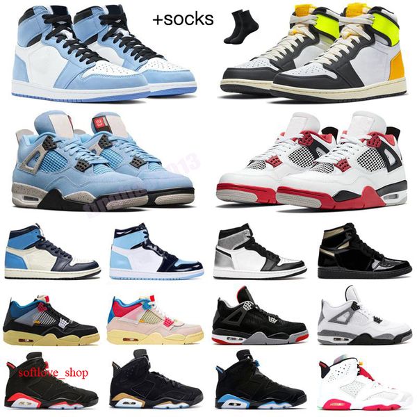 

2022 high mens 1 1s basketball shoes jumpman og hyper white shadow designer sneakers obsidian university blue unc mid obsidian women trainer, White;red