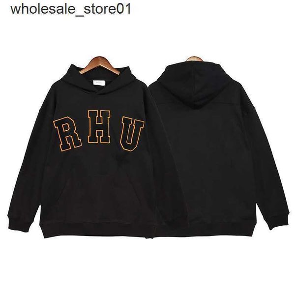 

men's hoodies designer sweatshirts correct edition rhude casual letter paste cloth towel embroidery loose fashion hoodie sweater, Black