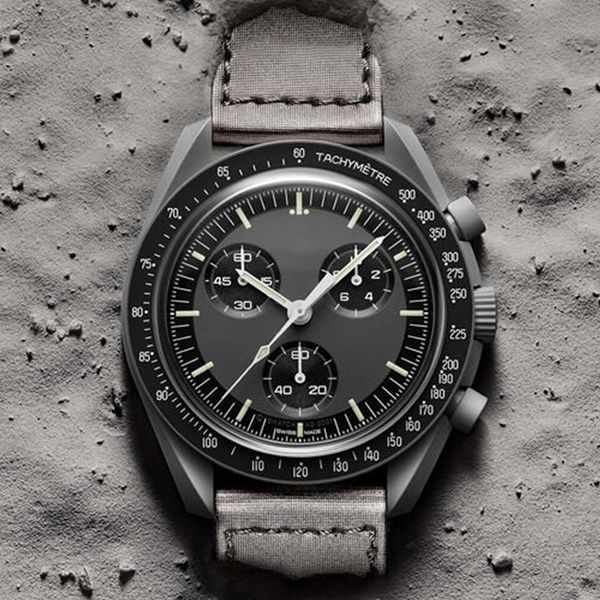 

moonswatch bioceramic planet moon quarz watch mission to mercury 42mm full function chronograph luxury mens couple joint name wristwatches 2, Slivery;brown