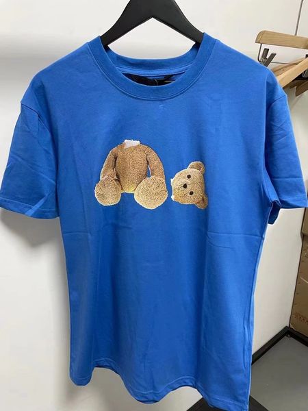 

t shirt designer clothes tee broken bear cartoon printed letters short sleeve casual round neck t-shirt loose 100% cotton t shirts wild mul, White;black