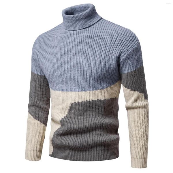 

men's sweaters winter knit wool thermal turtleneck men's slim knitted pullovers men casual contrast color autumn knitwear, White;black