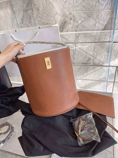 

shoulder bags womens designer bag women handbag female brown leather fashion joker bucket bag pure color 1117