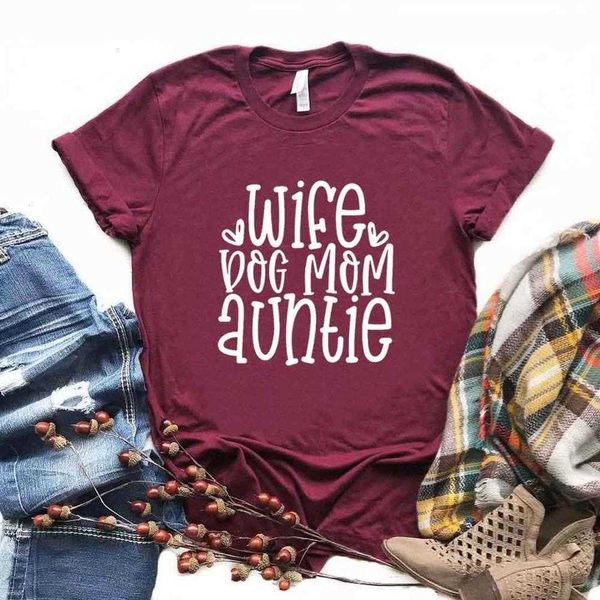 

wife dog t shirt mom auntie print womens t-shirt women tshirts casual funny for, White