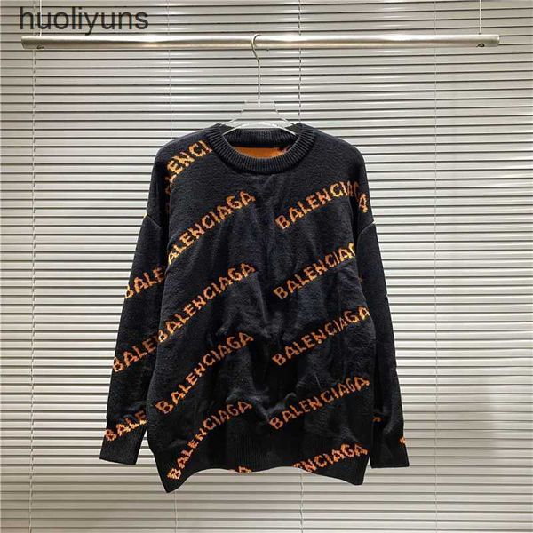 

autumn letter designer brand sweaters neck balencaigass fashion 2023 paris jacquard sweater round high version pullover men's women&#03, White;black