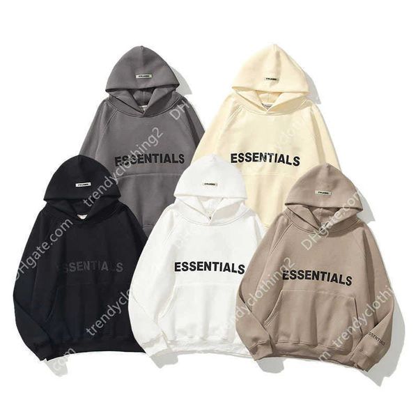 

2023 hoodies essentia men's and women's sweatshirt reflective letter printed fleece super dalian hoodie fashion hip hop street swe, Black