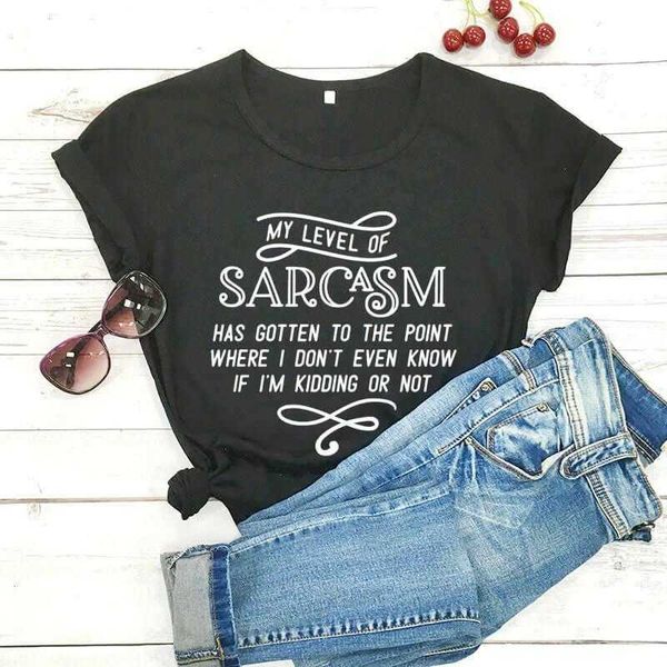 

my level of sarcasm has t shirt gotten letter graphic womens summer funny t-shirt, White