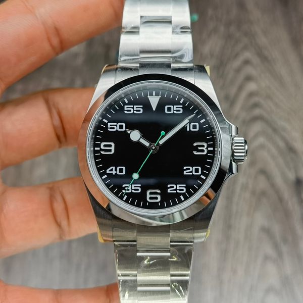 

luxury men's watch air overlord m116900 black dial 40mm green pointer stereoscopic digital luminous automatic mechanical watch, Slivery;brown