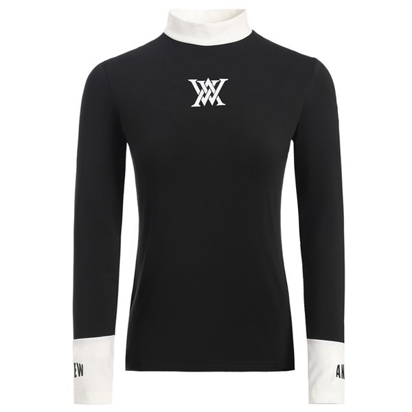 

golf bottoming shirt women's half turtleneck long-sleeved shirt plus velvet autumn winter quick-drying elastic slim fit, Black;blue
