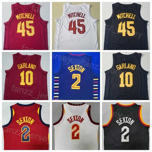 

men association basketball darius garland jersey 10 donovan mitchell 45 team color black white red away city earned classic statement icon b, Black;red