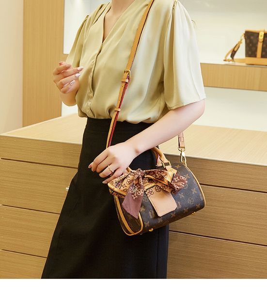 

personalized silk scarf shoulder bag large capacity pu tote retro women's bag