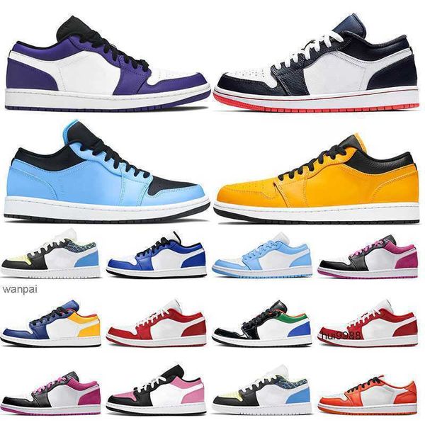 

2023 jumpman 1 1s low basketball shoes men women unc noble red university gold usa metallic pairs arctic punch pine green midnight women&#03, Black