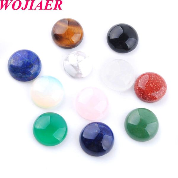 

wojiaer natural amethysts lapis beads aventurine gemstone round cabochon cab 14x5mm no hole jewelry making accessories bu815, Black