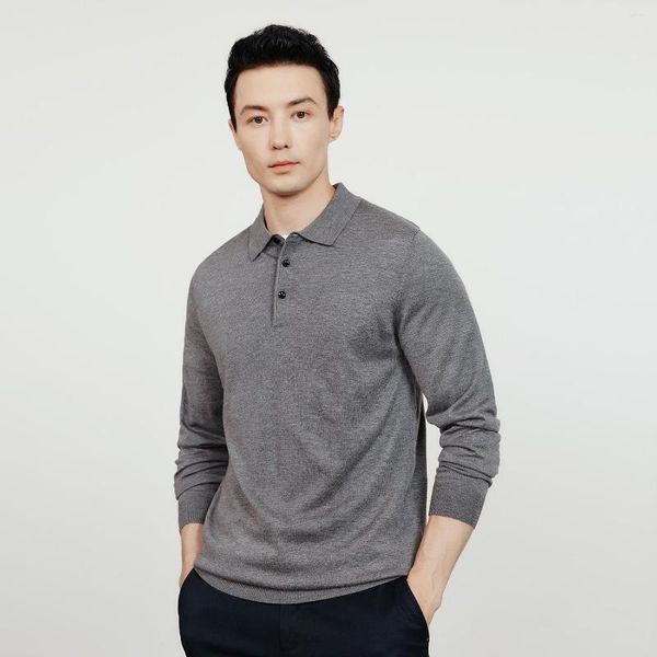 

men's polos 2022 autumn winter men sweater polo shirt collar long sleeves pullovers quality slim knitted wool blend warm 721, White;black