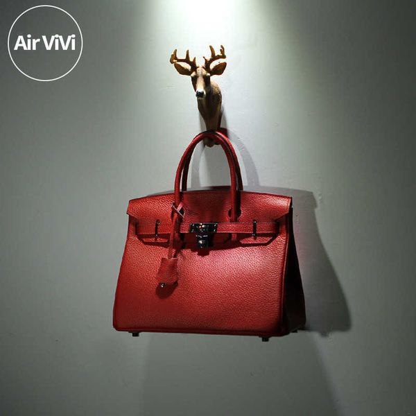 

original designer head layer h home leather berkins fashion classic bag genuine leather bridal red women layer cowhide silver buckle wedding