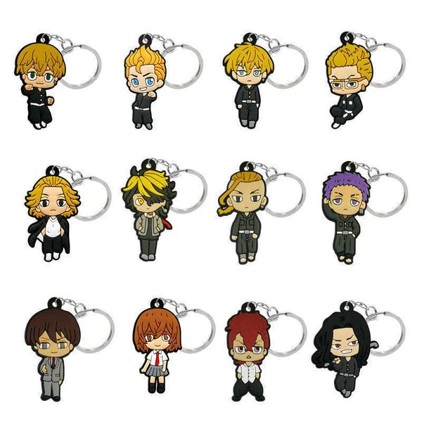 

fashion keychainskeychains lanyards 1pcs pvc anime figure keychain treads tokyo revengers key ring charms keys decoration trinkets jewelry a, Silver