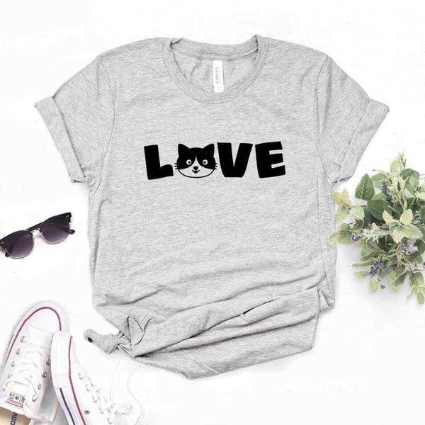 

love cat print women casual funny t shirt lady yong girl tee r577, White