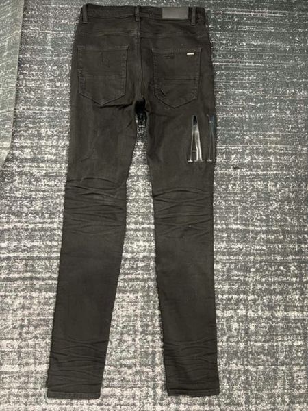 

hm596 quality mens jeans distressed motorcycle biker jean rock skinny slim ripped hole stripe fashionable snake embroidery denim pants, Blue