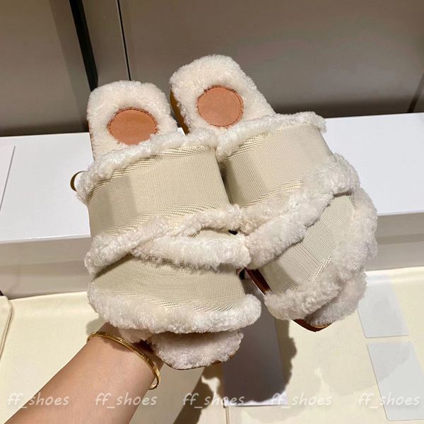 

women slippers slides designer winter home warm plush slippers lambhair classic cross design fashion woman flat shoe comfortable, Black