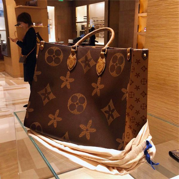 

32x13x26cm fashion designers brown flower handbag luxurys bags handbags ladies big flower shoulder bag leather even