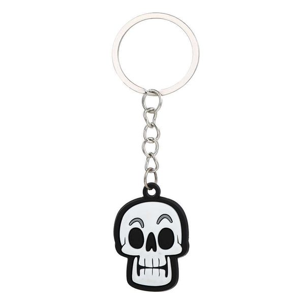 

halloween keychain cute cartoon pumpkin ghost witch pvc silicone key ring fashion car pendant accessories small gift skull wholesale, Silver