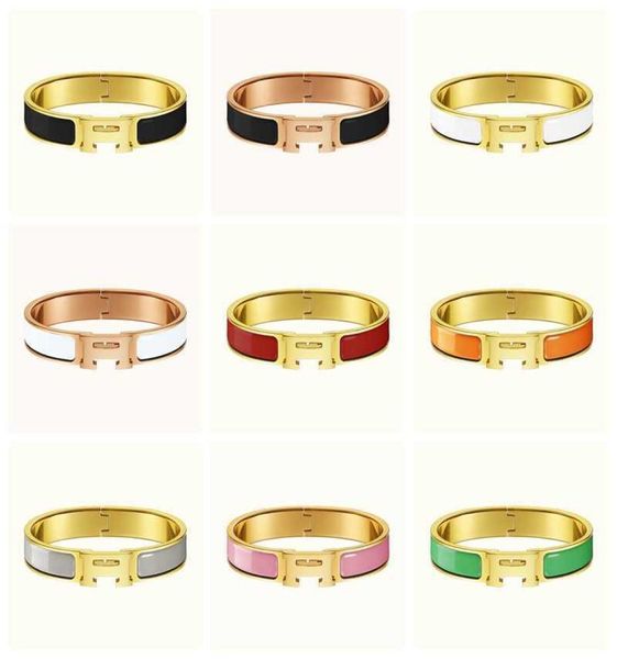 

luxury brand 18k gold stainless steel h bangle bracelet jewelry for women gift4360954, Black