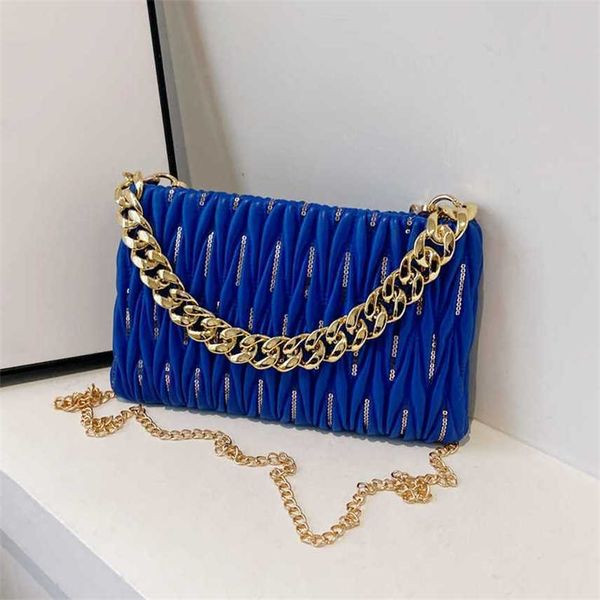 

messenger bags women's 2022 autumn and winter new sequins chain pleated versatile one shoulder crossbody bags