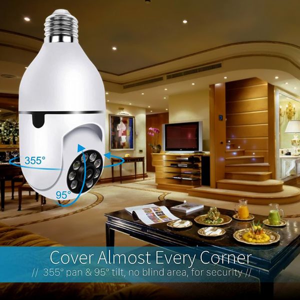

wifi 360Â° panoramic bulb camera 1080p surveillance camera wireless home security cameras night vision two way audio smart motion detection m