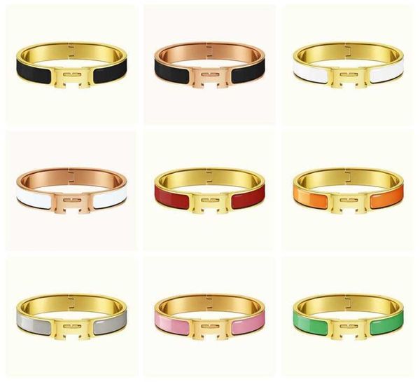 

luxury brand 18k gold stainless steel h bangle bracelet jewelry for women gift8566467, Black