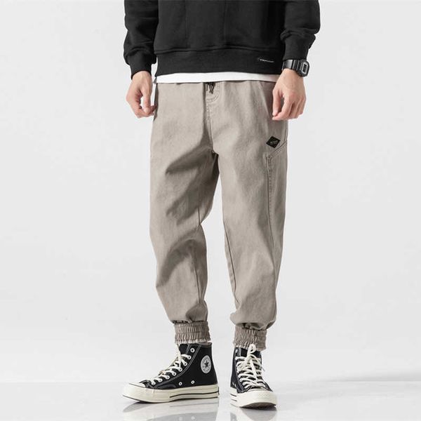 

men's fashion casual pants worn personality splicing leggings and women's, Black
