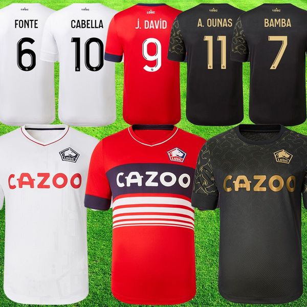 

losc lille 2022 2023 soccer jerseys cabella j david fonte bamba yazici football shirt 22 23 lille m.bayo maillot kids kit 25690 zhegrova equ, Black;yellow