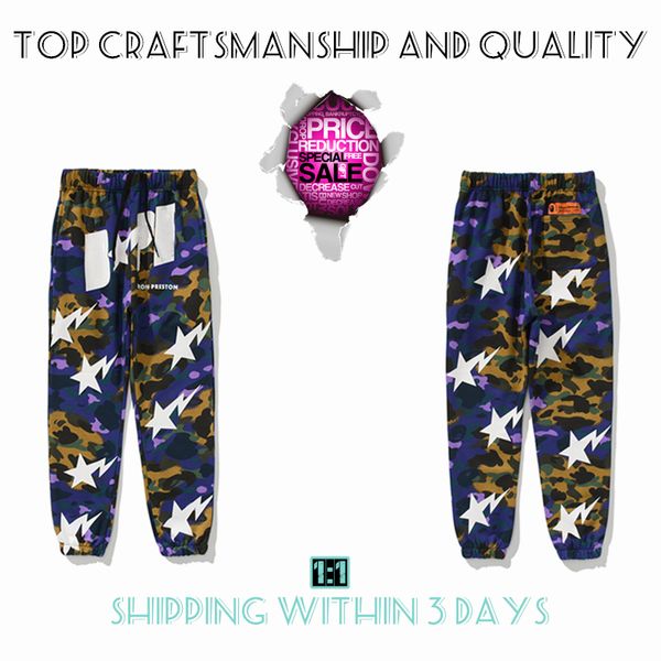 

craftsmanship mens pants designers pant men and women shark trousers apes sweatpants sports joggers cargo tech luminous camouflage starry sp, Black