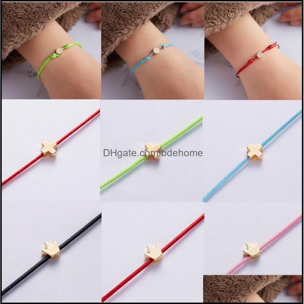 

charm bracelets charm bracelets jewelry 18k gold plated leather bracelet heart round cross crown star charms korean womens rope chai otbvo, Golden;silver