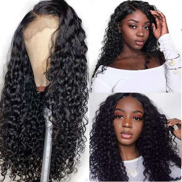 

lace wigs mongolian jerry curly human hair pre plucked for women 4x4 lace closure wig, Black