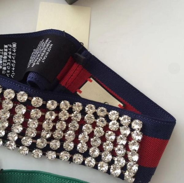 

fashion elastic stripe full crystal rhinestone headband runway headwrap green and red strap clear crystal pave women party wedding6124085, Silver
